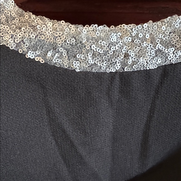 TS Three Seasons Women's Size Small Black Blouse with Silver Sequin Box Accents - Picture 3 of 5